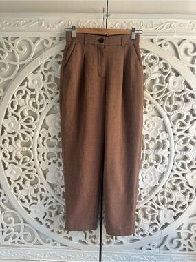 Little Moon by Aritzia Houndstooth Pleated Trouser Pants High Rise Brown Size 0
